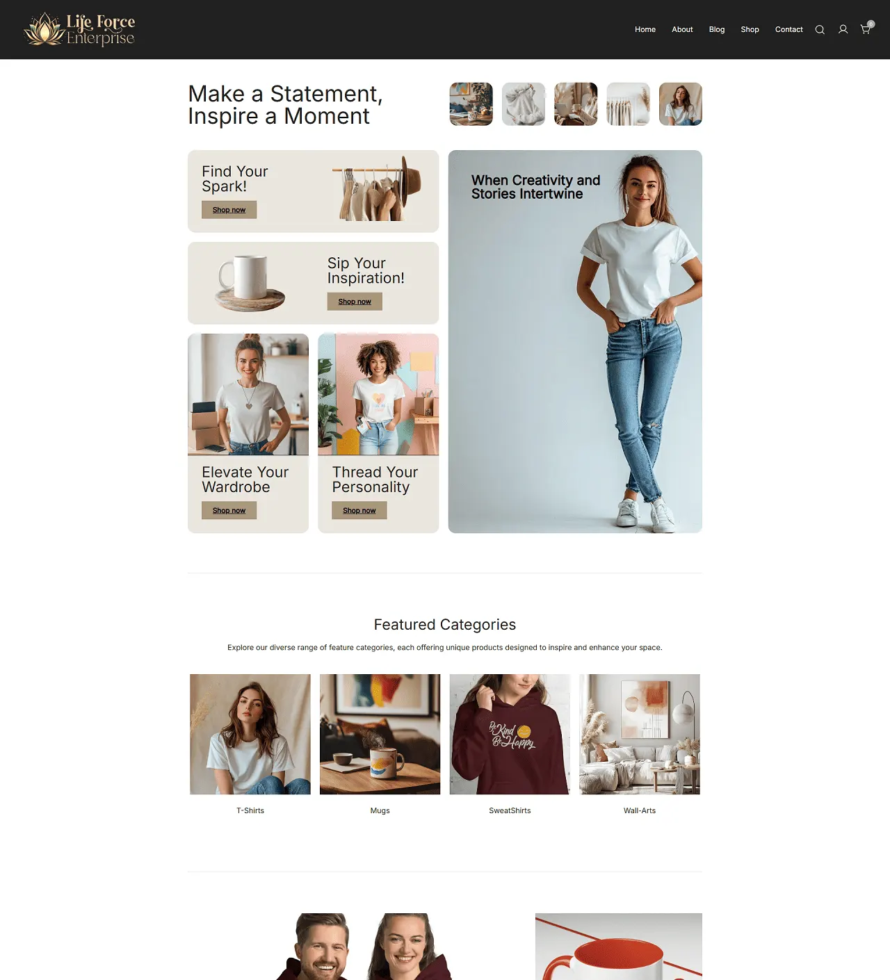 Life Force Enterprise homepage on desktop