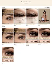 Beautellionaire online lash certification courses listed as products