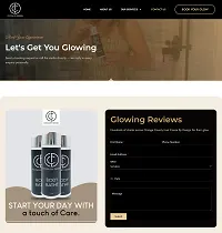 Contact page with an enquiry form beside a photo of Cocoa By Design tanning products