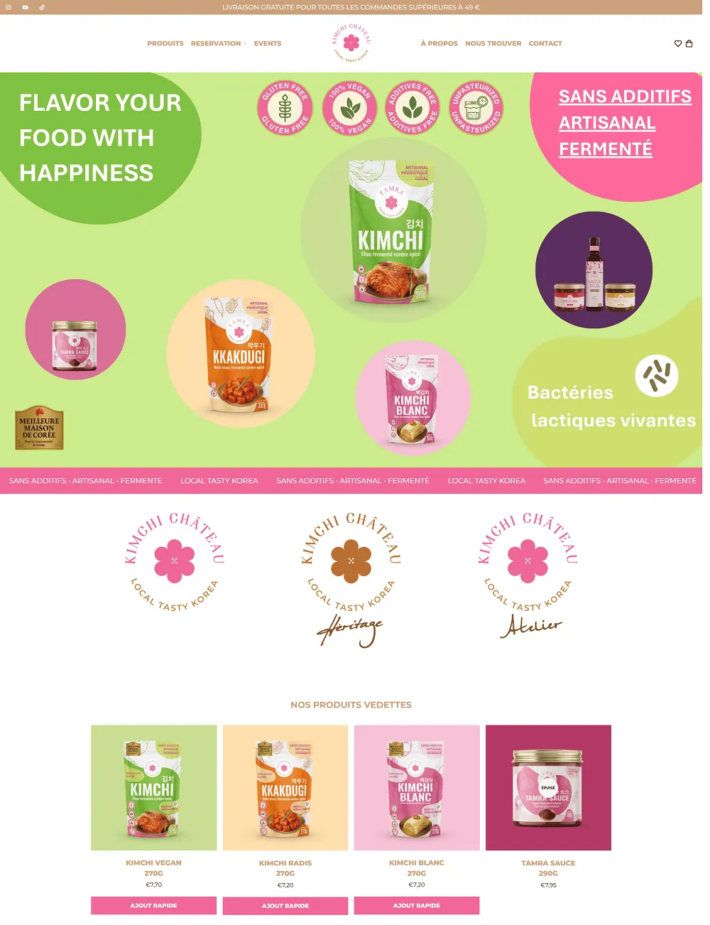 Kimchi Château homepage on desktop