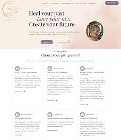 Homepage hero reading Heal Your Past, Love Your Now, Create Your Future, above the programme cards