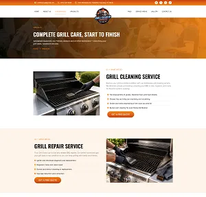 Services page with grill cleaning and grill repair sections and quote buttons