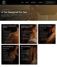 Pricing page with spray tan packages, the unlimited glow membership and a bridal package