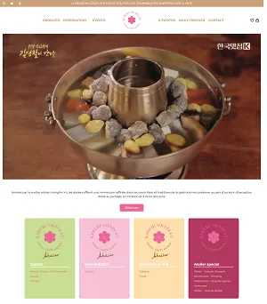 Kimchi Château workshop page with four workshop types