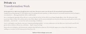Page describing private one-to-one transformation sessions