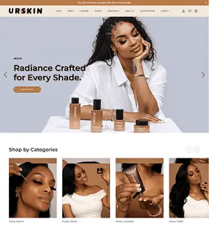 URSKIN Beauty homepage on desktop