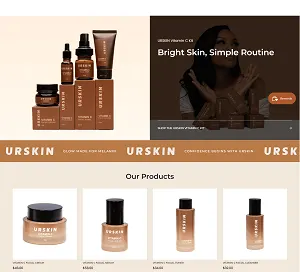 URSKIN product grid showing four Vitamin C skincare products